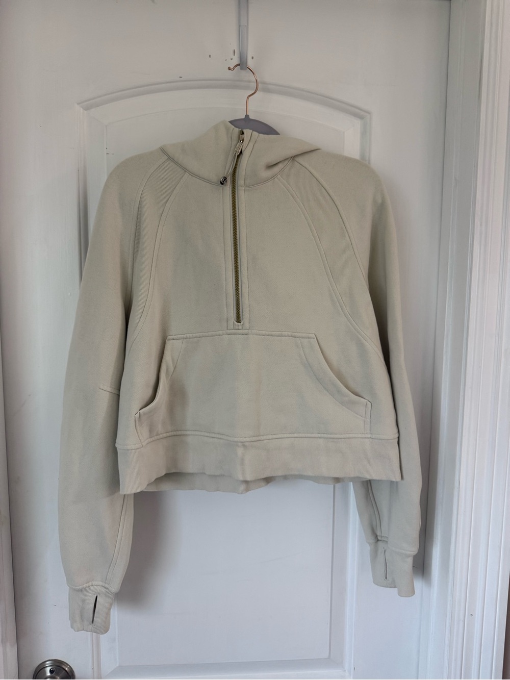 lululemon athletica scuba Half-Zip Hoodie in Cream size xs/small, oversized fit